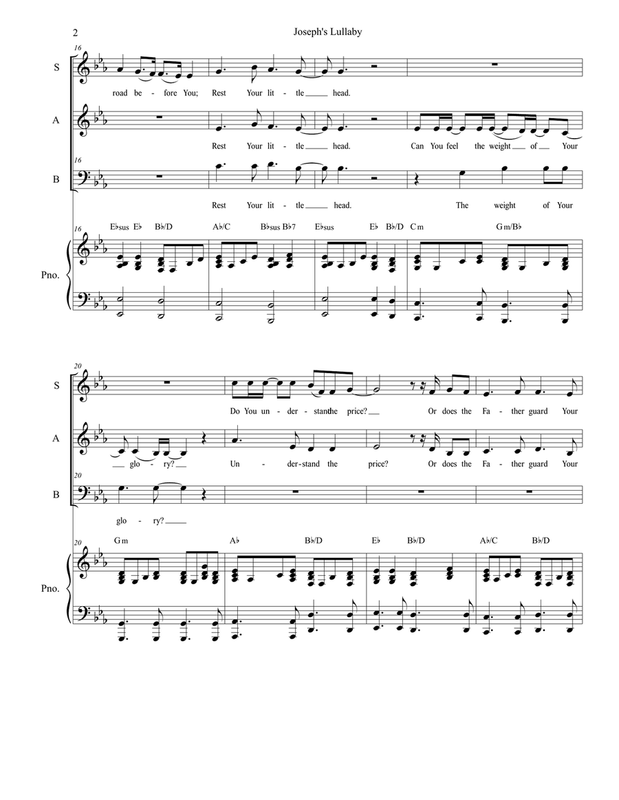Joseph's Lullaby Piano, Vocal scores gallery preview page 2