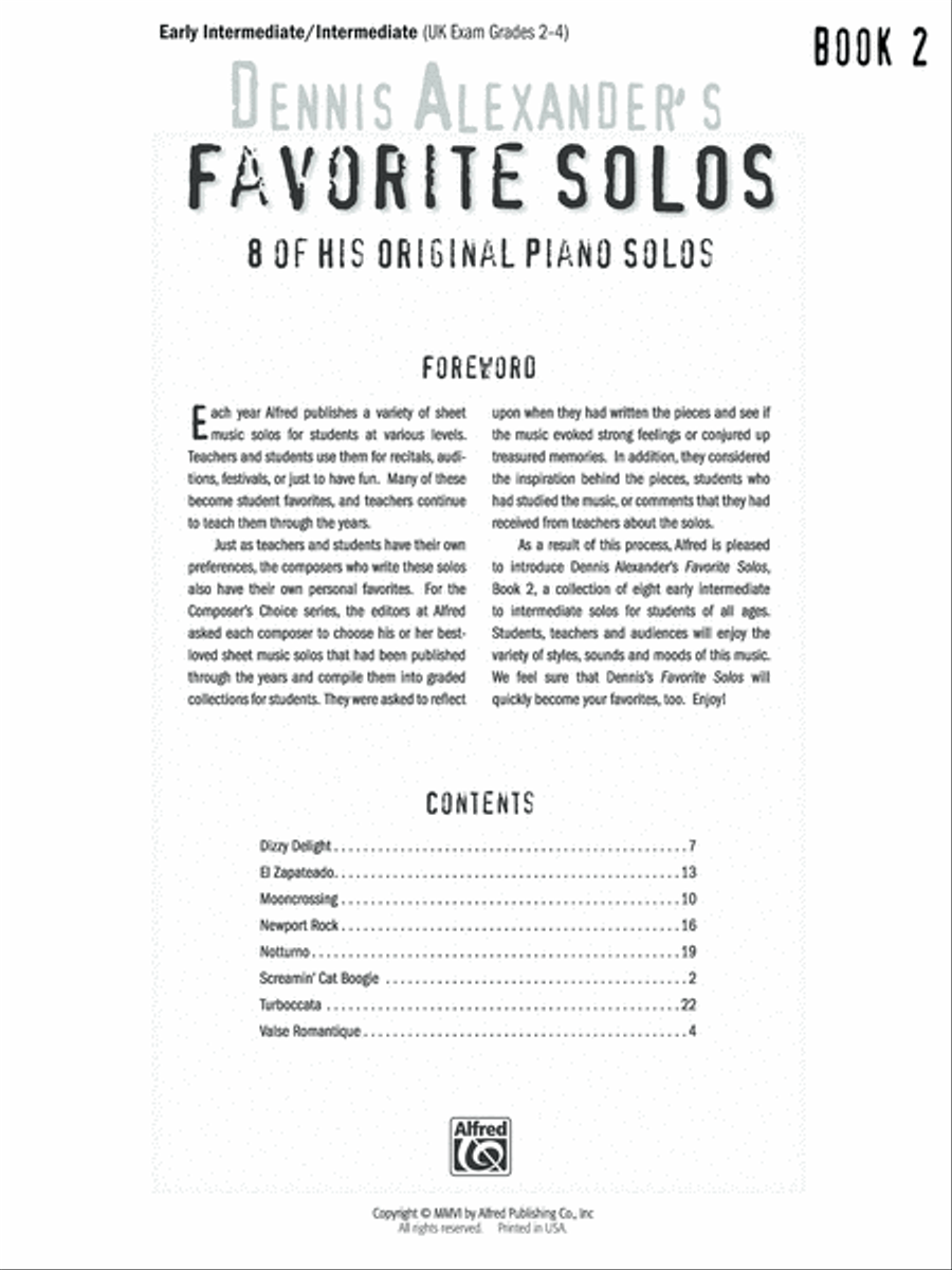 Dennis Alexander's Favorite Solos, Book 2 Piano Solo scores gallery preview page 2