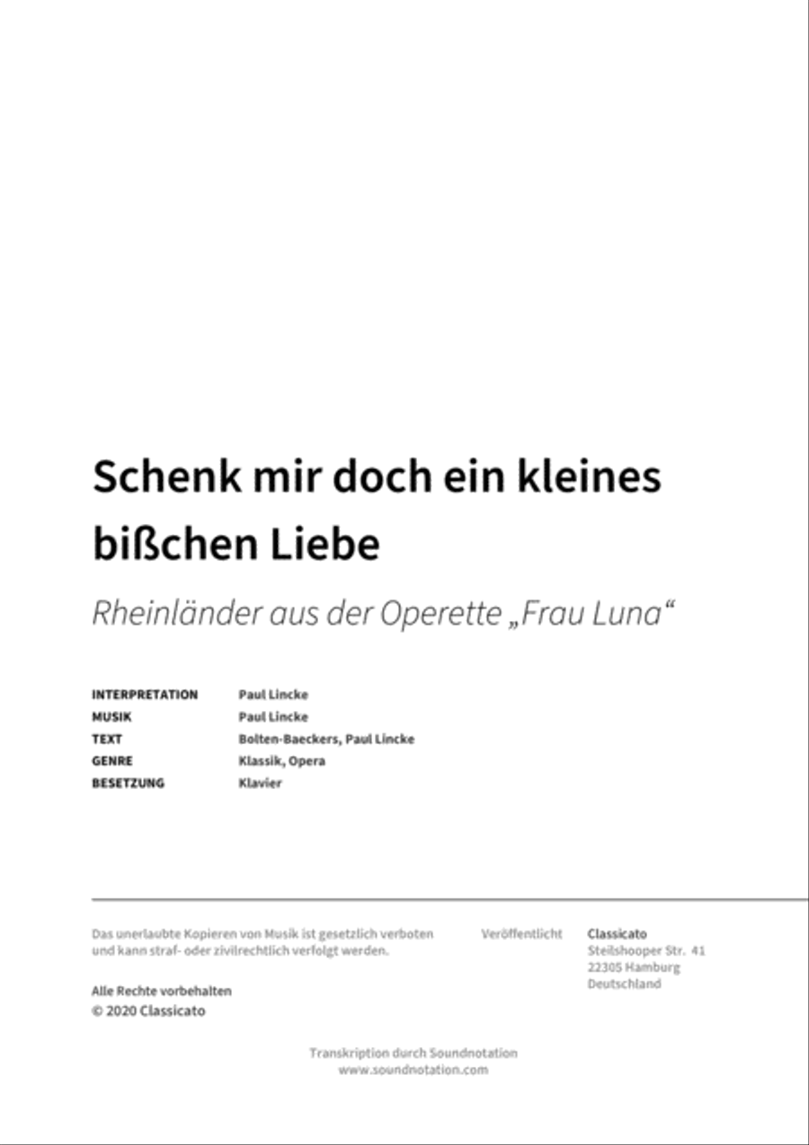 Schenk mir doch ein kleines bisschen Liebe Piano scores gallery preview page 3