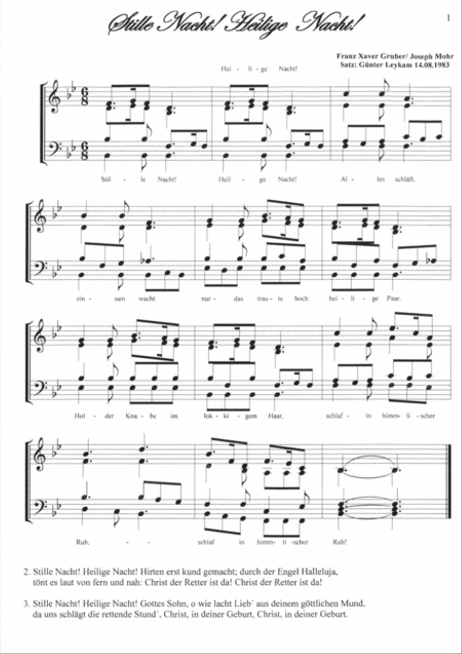 Stille Nacht, heilige Nacht 4-Part scores gallery preview page 1