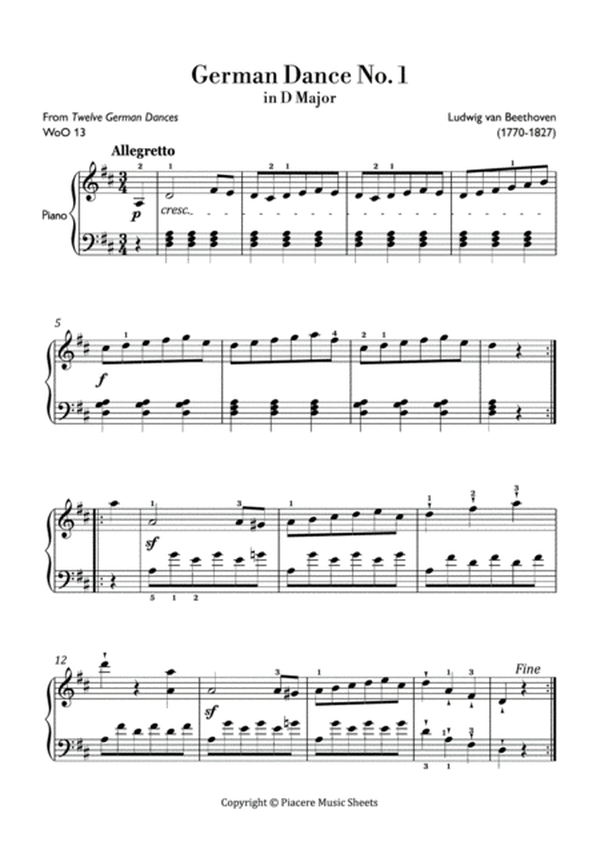 Beethoven - German Dance No. 1 in D Major - Intermediate image number null