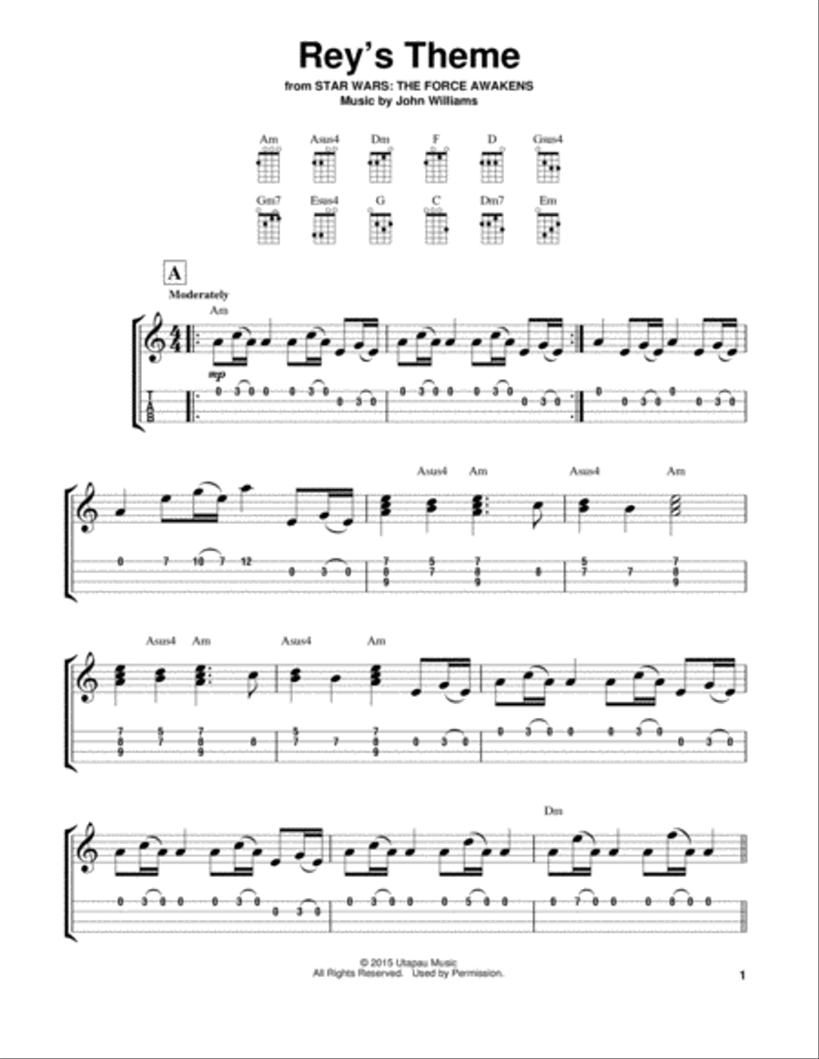 Rey's Theme Ukulele scores gallery preview page 1