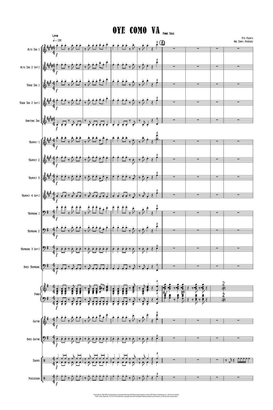 Oye Como Va Jazz Ensemble scores gallery preview page 1
