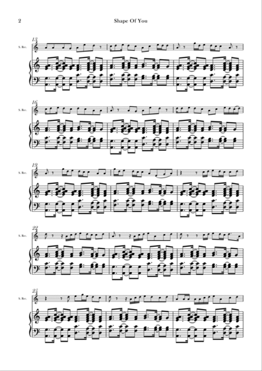 Shape Of You Soprano Recorder scores gallery preview page 2