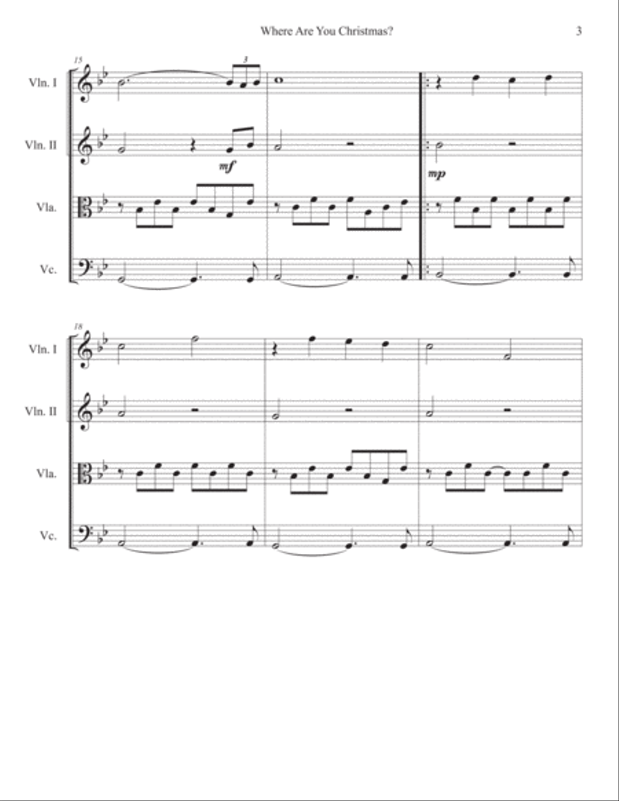 Where Are You Christmas? String Quartet scores gallery preview page 3
