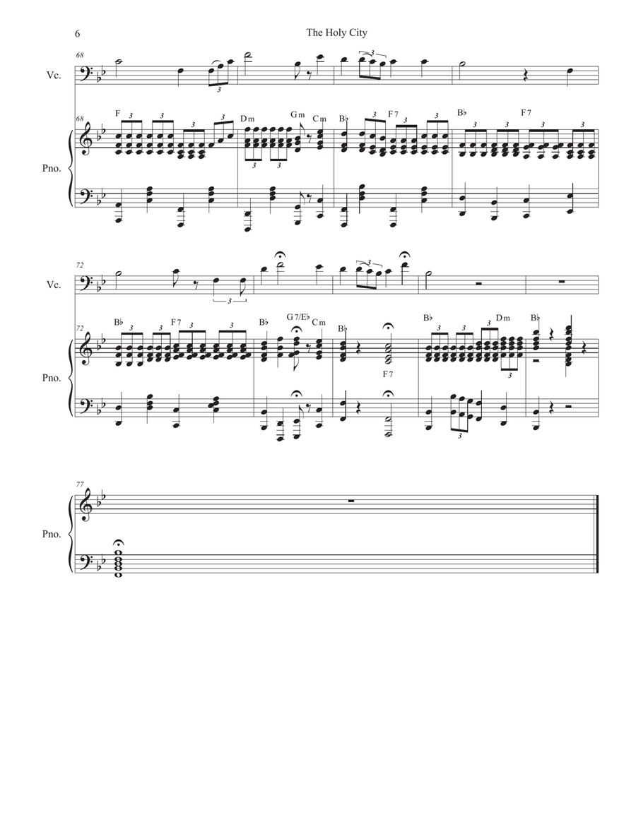 The Holy City (Cello solo and Piano) Piano scores gallery preview page 6