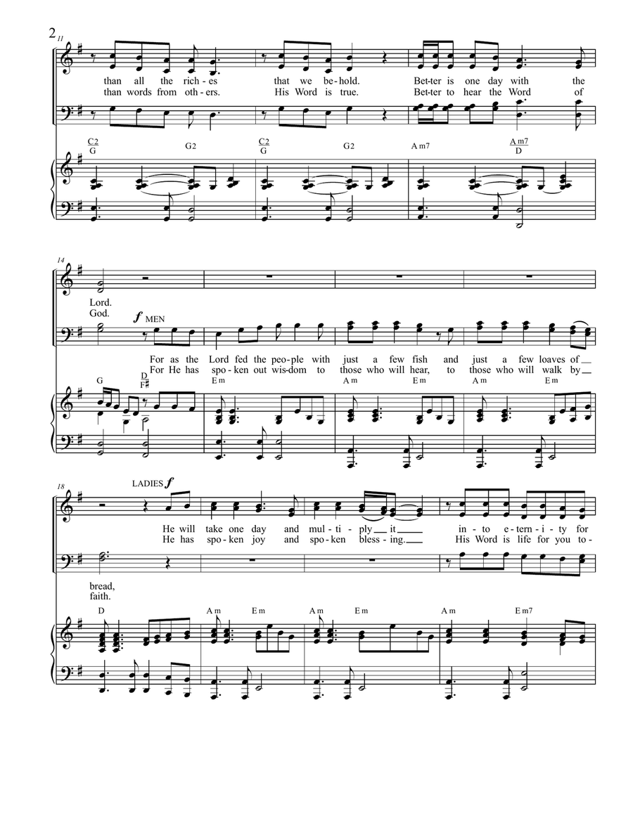 BETTER IS ONE DAY, SATB Octavo with Piano Accompaniment (Includes Score & Choir Parts) 4-Part scores gallery preview page 3