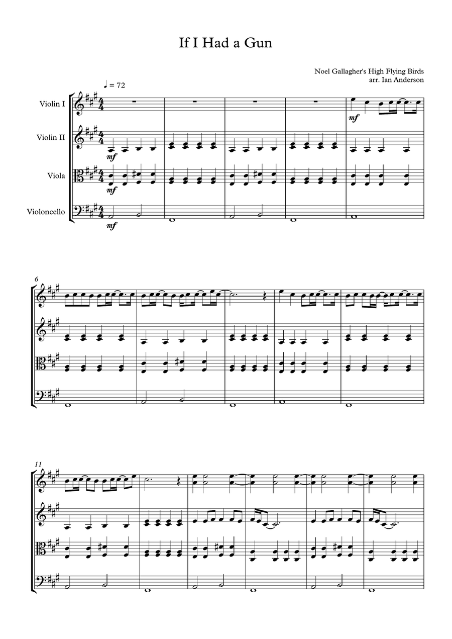 If I Had A Gun... String Quartet scores gallery preview page 1