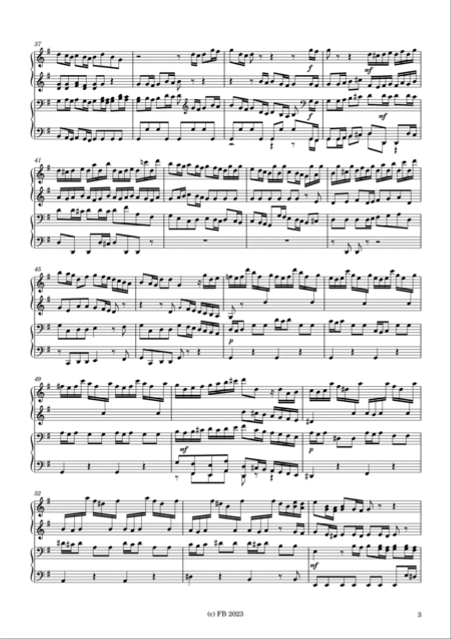 Brandenburgisches Konzert Nr. 3 G-Dur 1. Satz BWV 1048 (four hands organ duet) Chamber Music scores gallery preview page 3