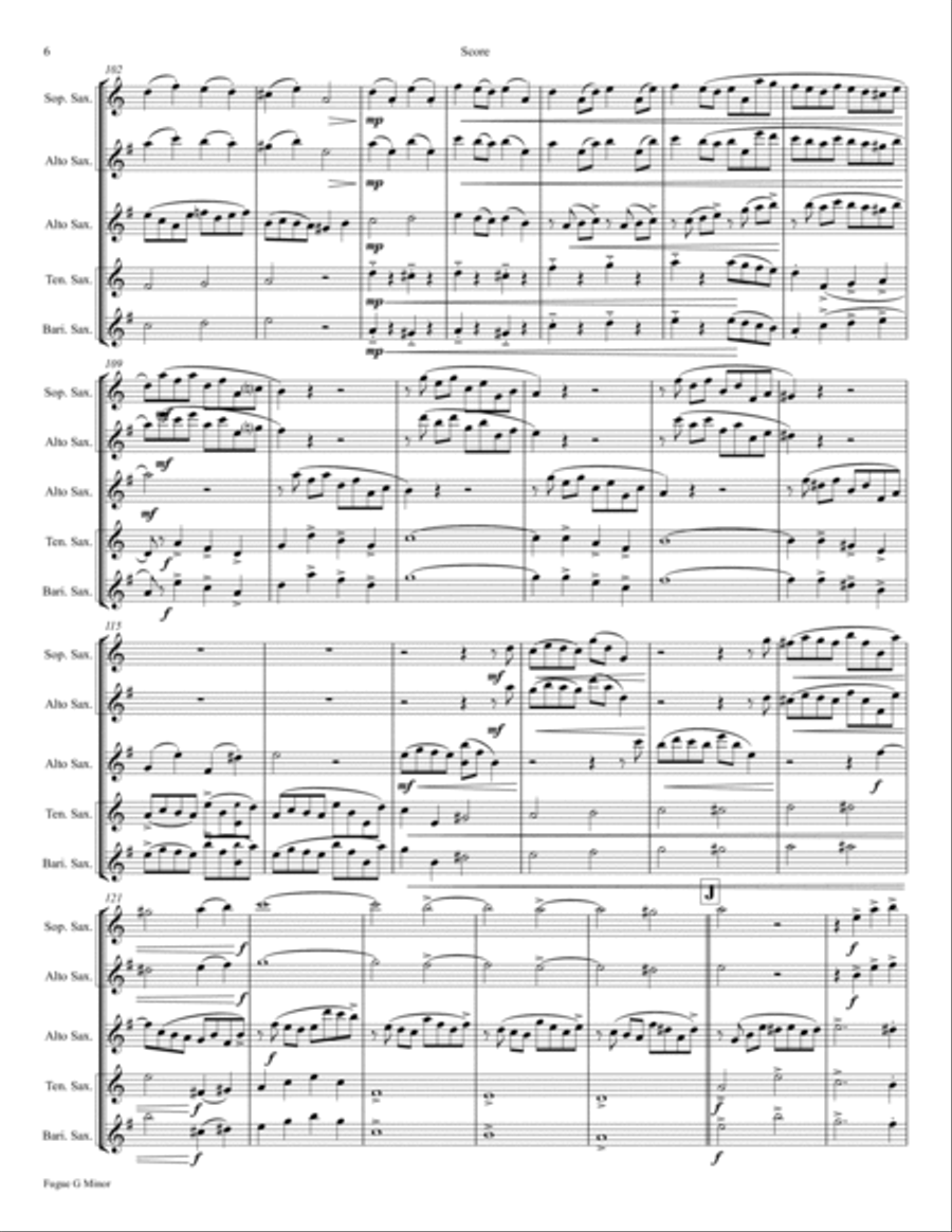 Fugue G Minor - (the 'little') - BWV 578 - Swing - Saxophone Trio Woodwind Trio scores gallery preview page 6