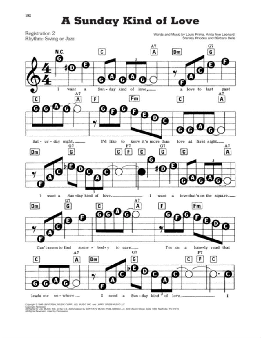 A Sunday Kind Of Love A Sunday Kind Of Love Electronic Keyboard scores gallery preview page 1
