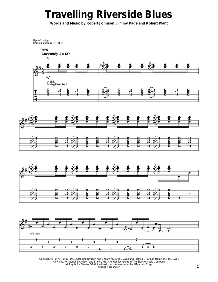 Travelling Riverside Blues Electric Guitar scores gallery preview page 1