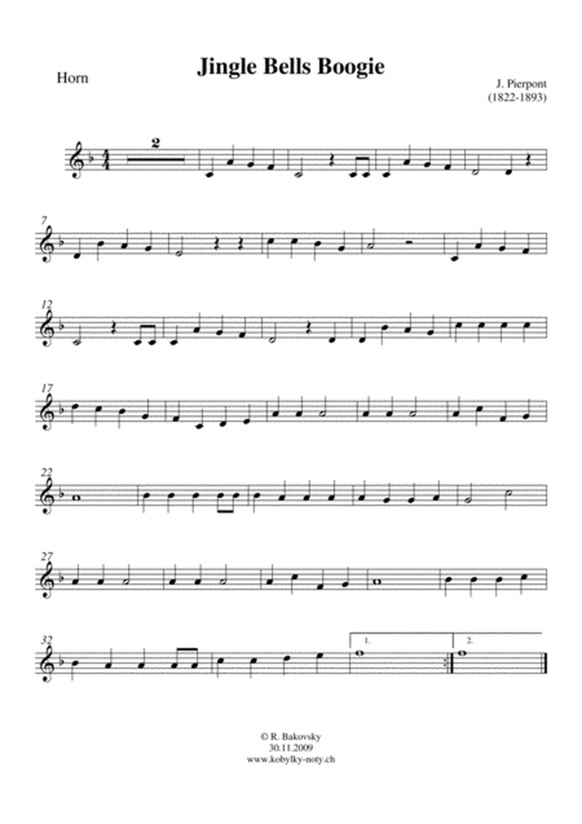 R. Bakovsky: Jingle Bells Boogie for horn and organ image number null