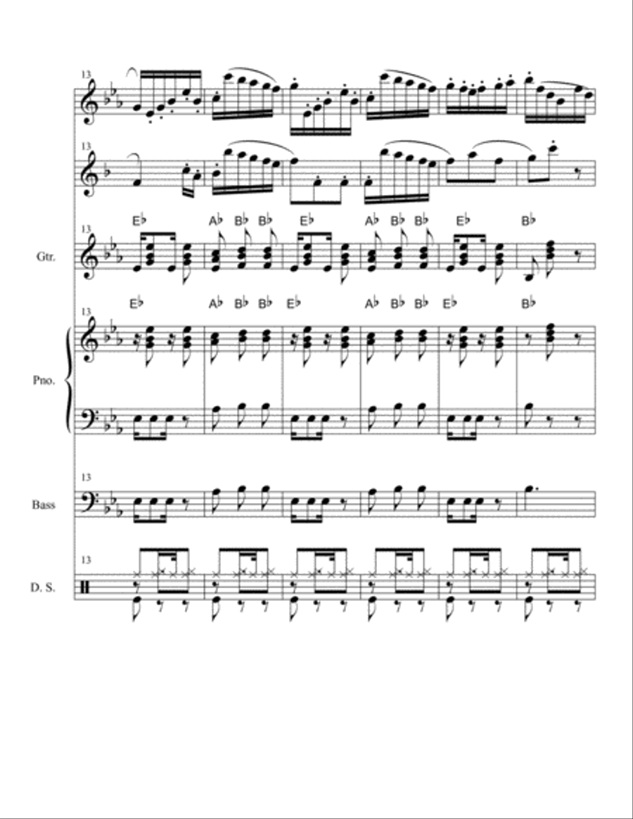 THE BACH JAZZ SONATA FROM THE 3RD MOVEMENT OF THE FLUTE/VIOLIN SONATA II IN Eb* FOR C & Bb INSTRUMEN Jazz Ensemble scores gallery preview page 5