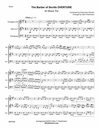 BARBER OF SEVILLE OVERTURE (Rossini) arranged for BRASS TRIO (unaccompanied)