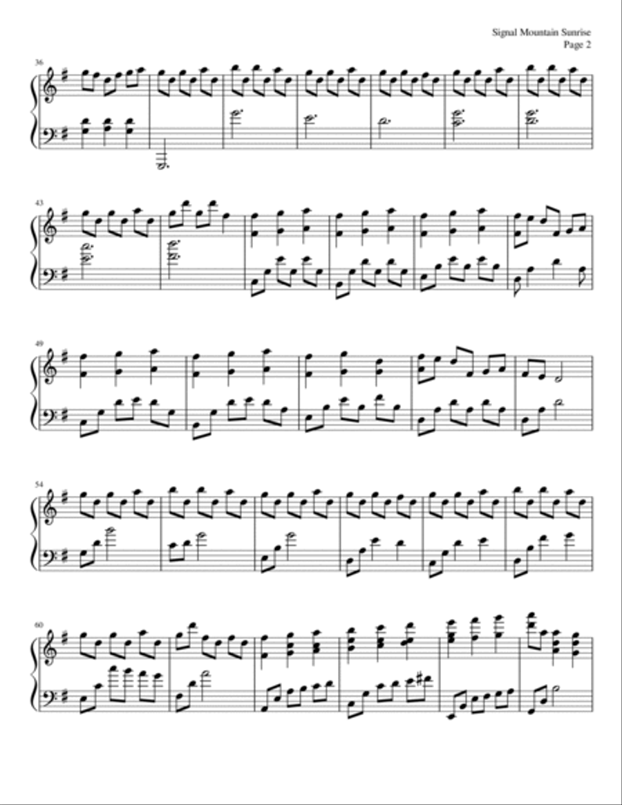 Signal Mountain Sunrise Piano Solo scores gallery preview page 2