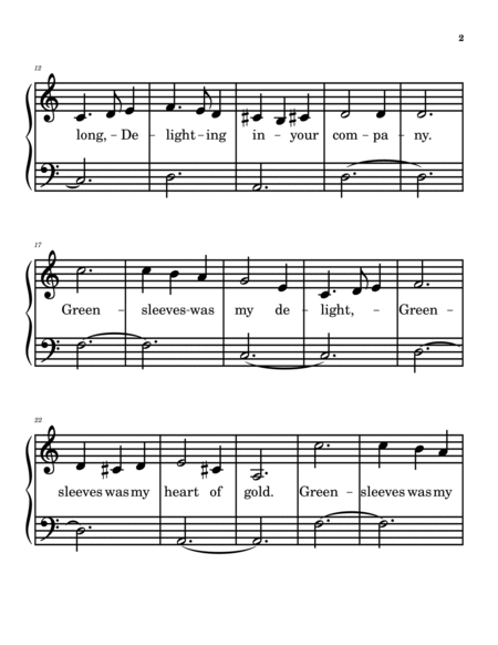 Greensleeves LARGE PRINT Easy Piano image number null