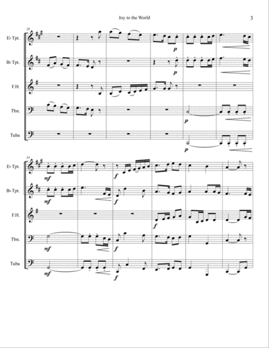 Joy to the World Brass Ensemble scores gallery preview page 3