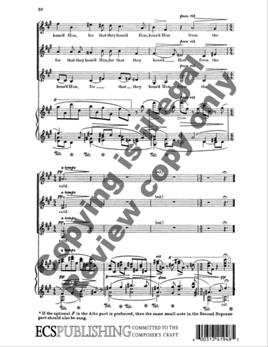 A Christmas Folk-Song (The Little Jesus Came to Town) SSA scores gallery preview page 10