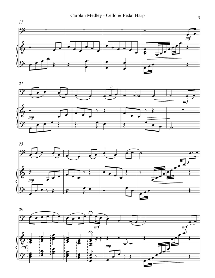 Carolan Medley, Duet for Cello & Pedal Harp String Duet scores gallery preview page 3