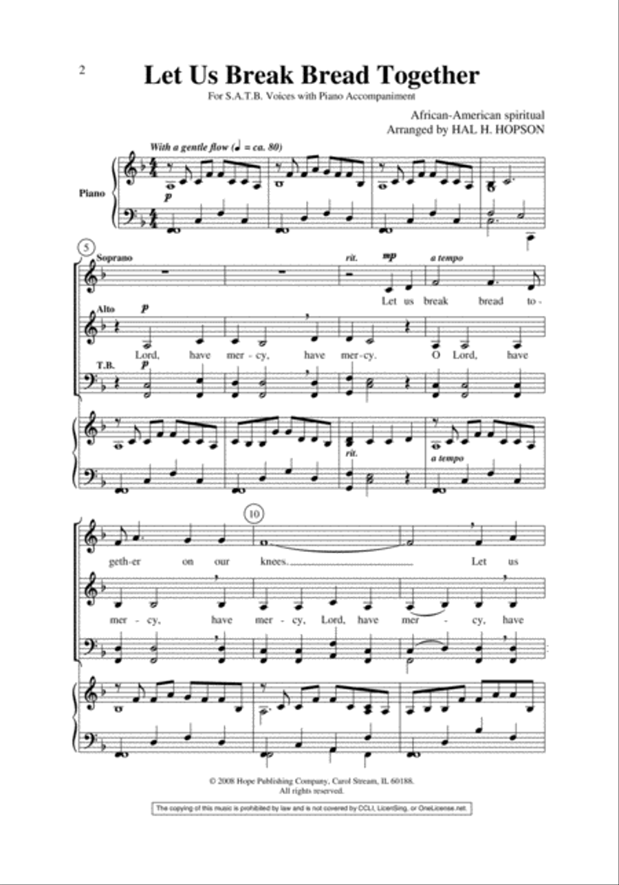 Let Us Break Bread Together 4-Part scores gallery preview page 2