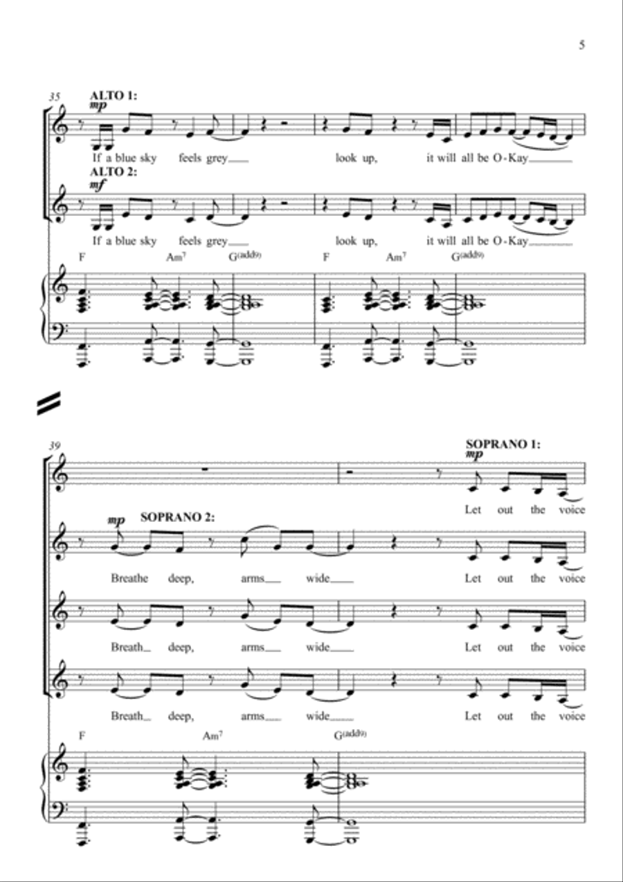 The Voice Inside - SSAAT Choir with Piano 4-Part scores gallery preview page 5