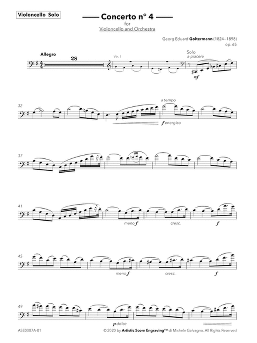 Georg E. Goltermann - Cello Concerto n° 4, op. 65 - unmarked cello part (critical edition)