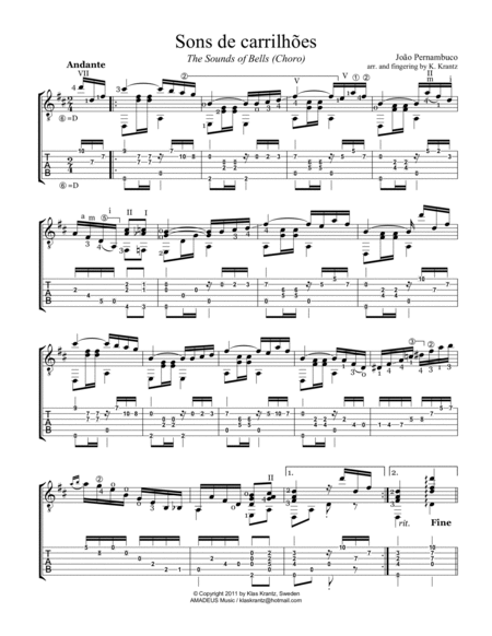 The Sound of Bells / Sons de carrilhoes for guitar solo (TAB) image number null