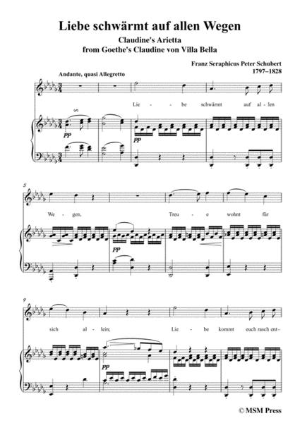 Schubert-Liebe schwärmt auf allen Wegen,in D flat Major,for Voice&Piano image number null