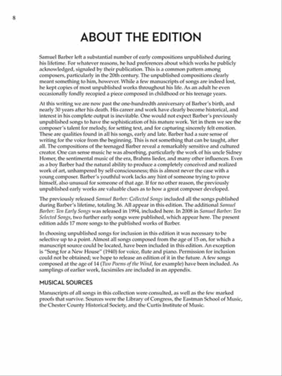 Samuel Barber: 65 Songs Samuel Barber: 65 Songs Medium Voice scores gallery preview page 3