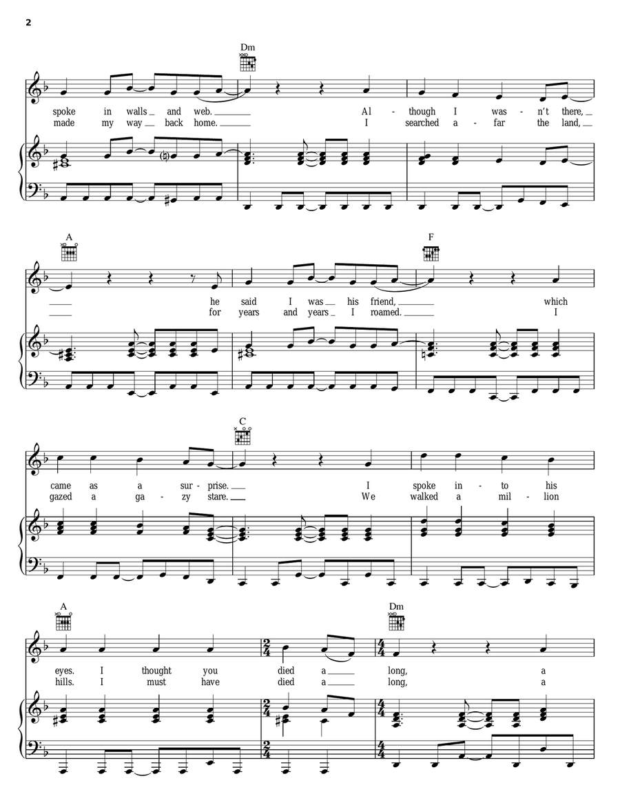 The Man Who Sold The World Piano, Vocal, Guitar scores gallery preview page 2