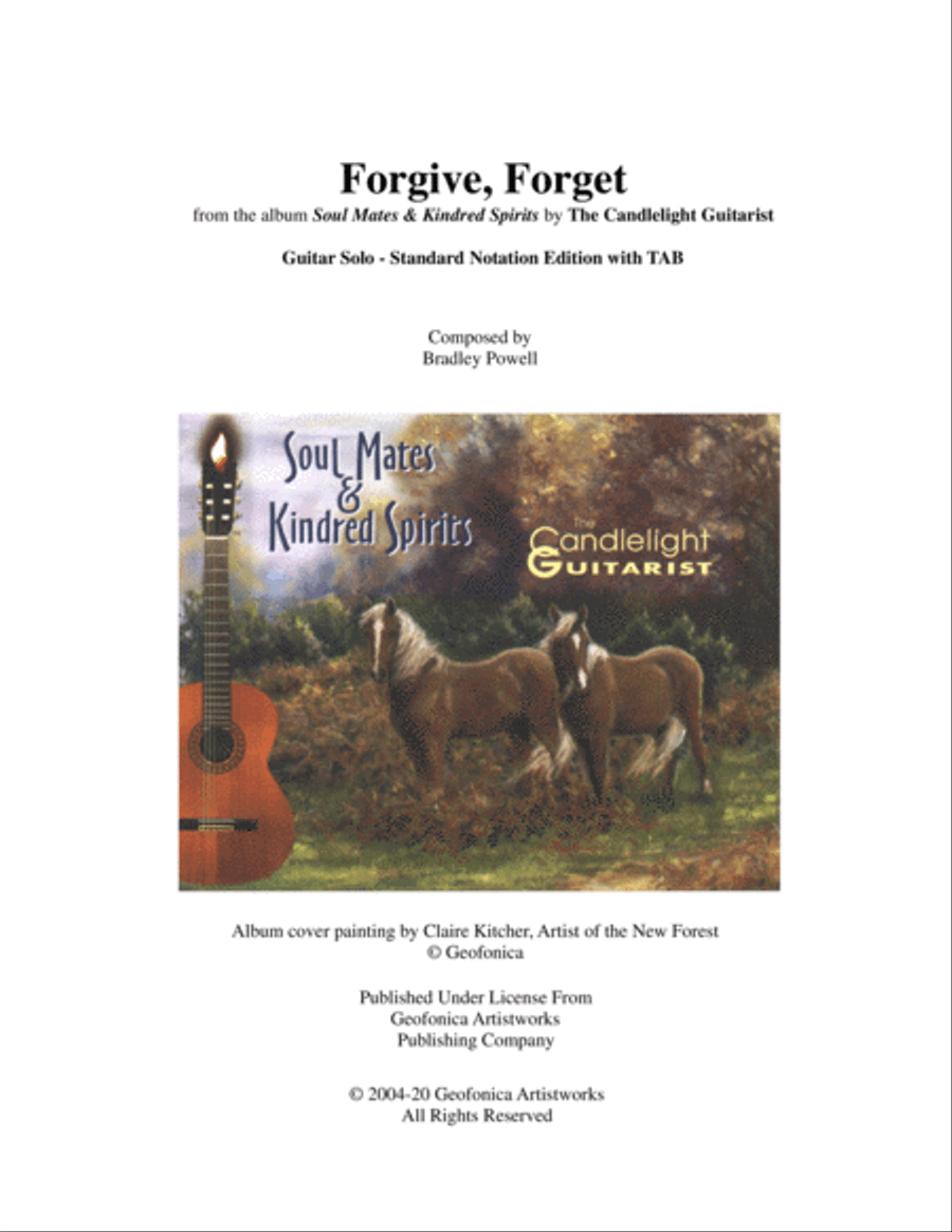 Forgive, Forget (guitar solo in standard notation with TAB) Acoustic Guitar scores gallery preview page 1