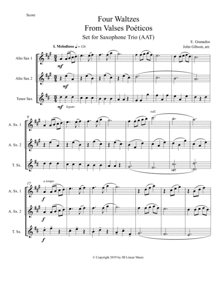 Granados - 4 Waltzes set for Saxopone Trio image number null