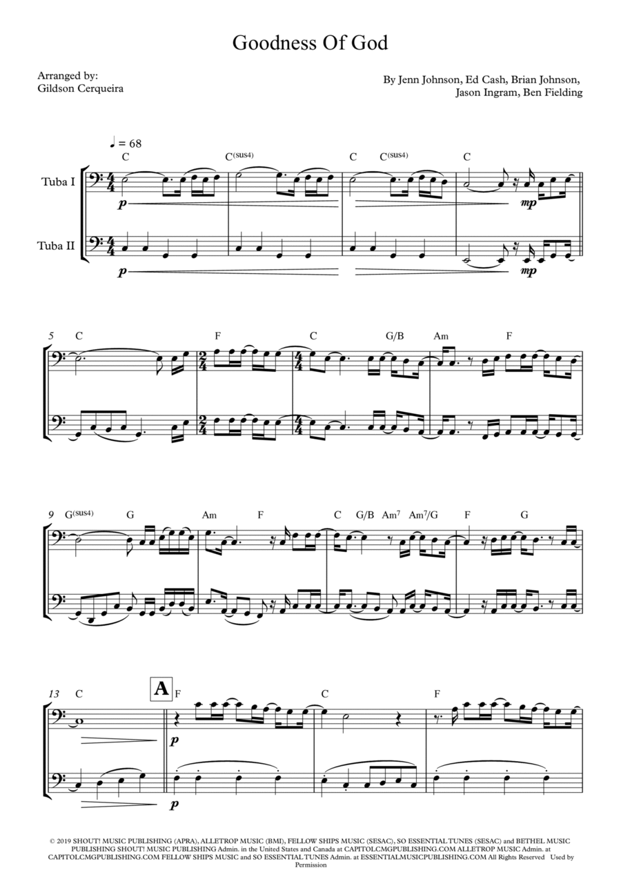 Goodness Of God Brass Duet scores gallery preview page 1