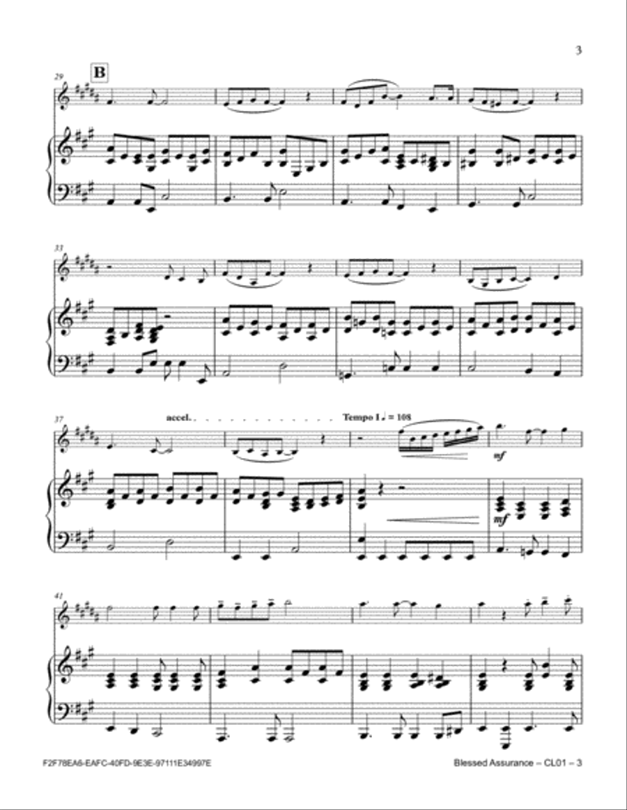 Blessed Assurance Blessed Assurance Clarinet Solo scores gallery preview page 3