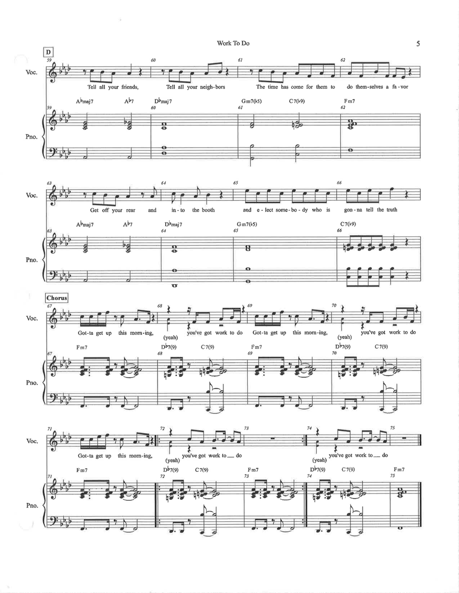 Work To Do Piano, Vocal scores gallery preview page 5
