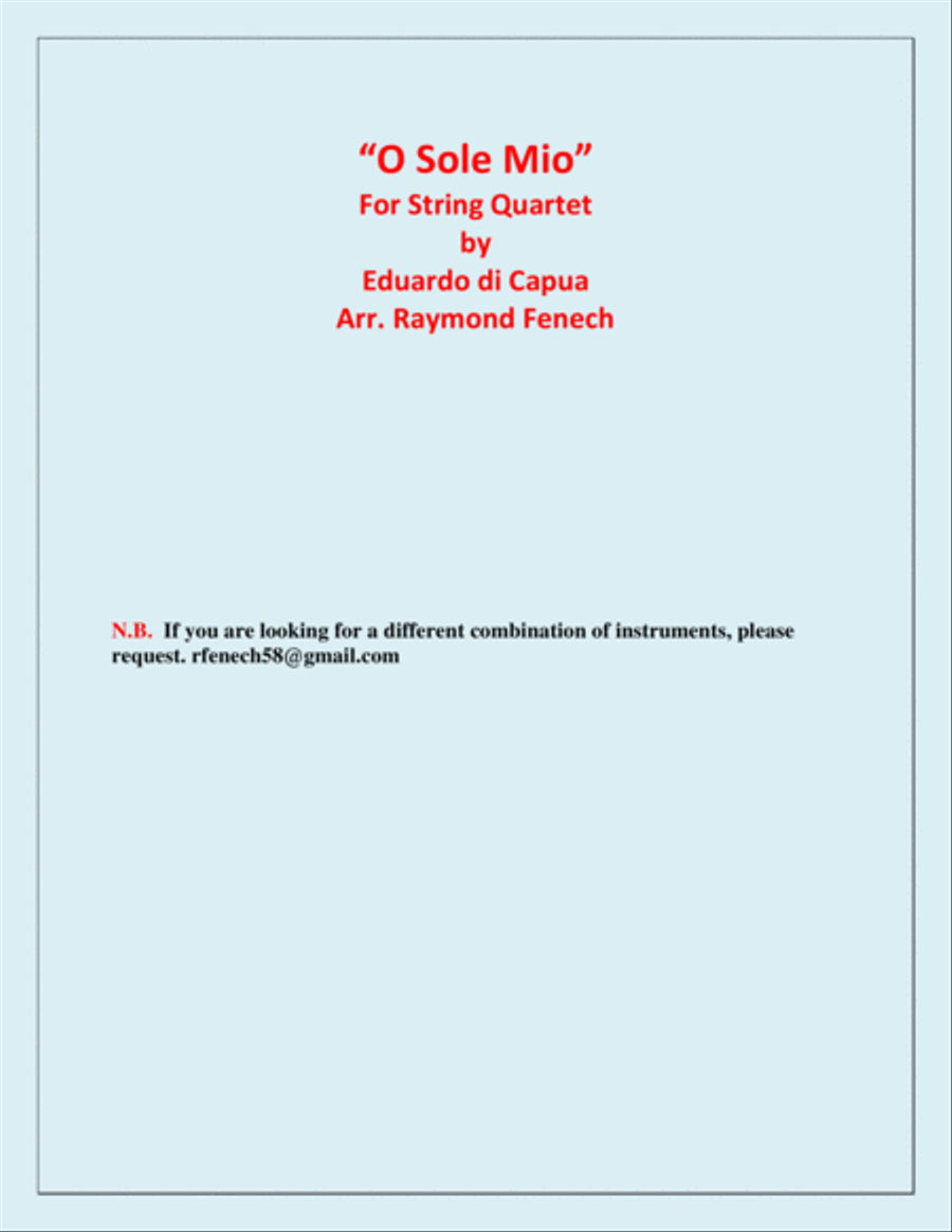 O Sole Mio - String Quartet (2 Violins; Viola and Violoncello) String Quartet scores gallery preview page 3