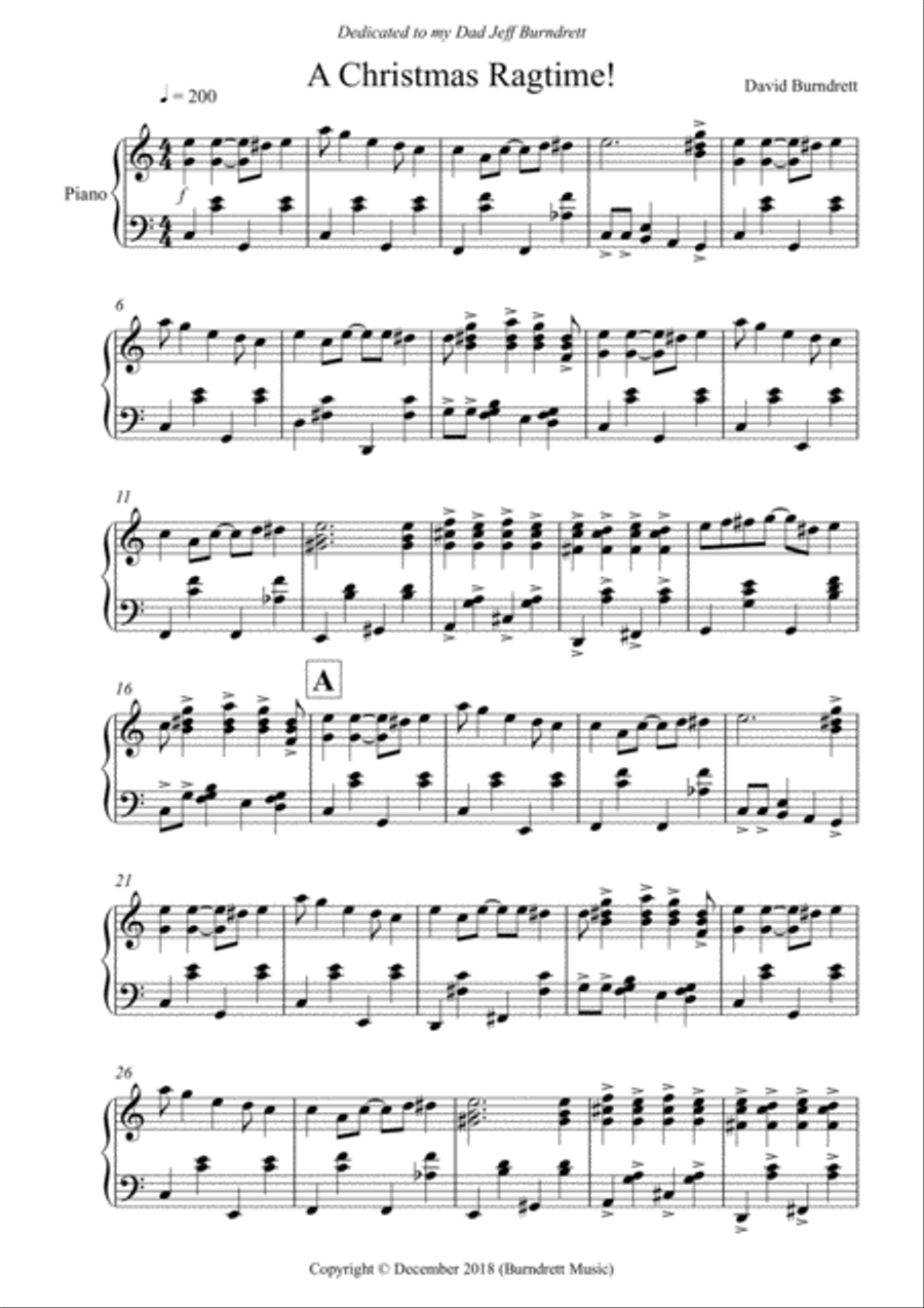 A Christmas Ragtime! for Piano Solo image number null