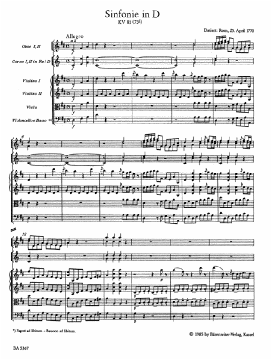 Symphony No. 4 D major KV 81(73l) Chamber Orchestra scores gallery preview page 2