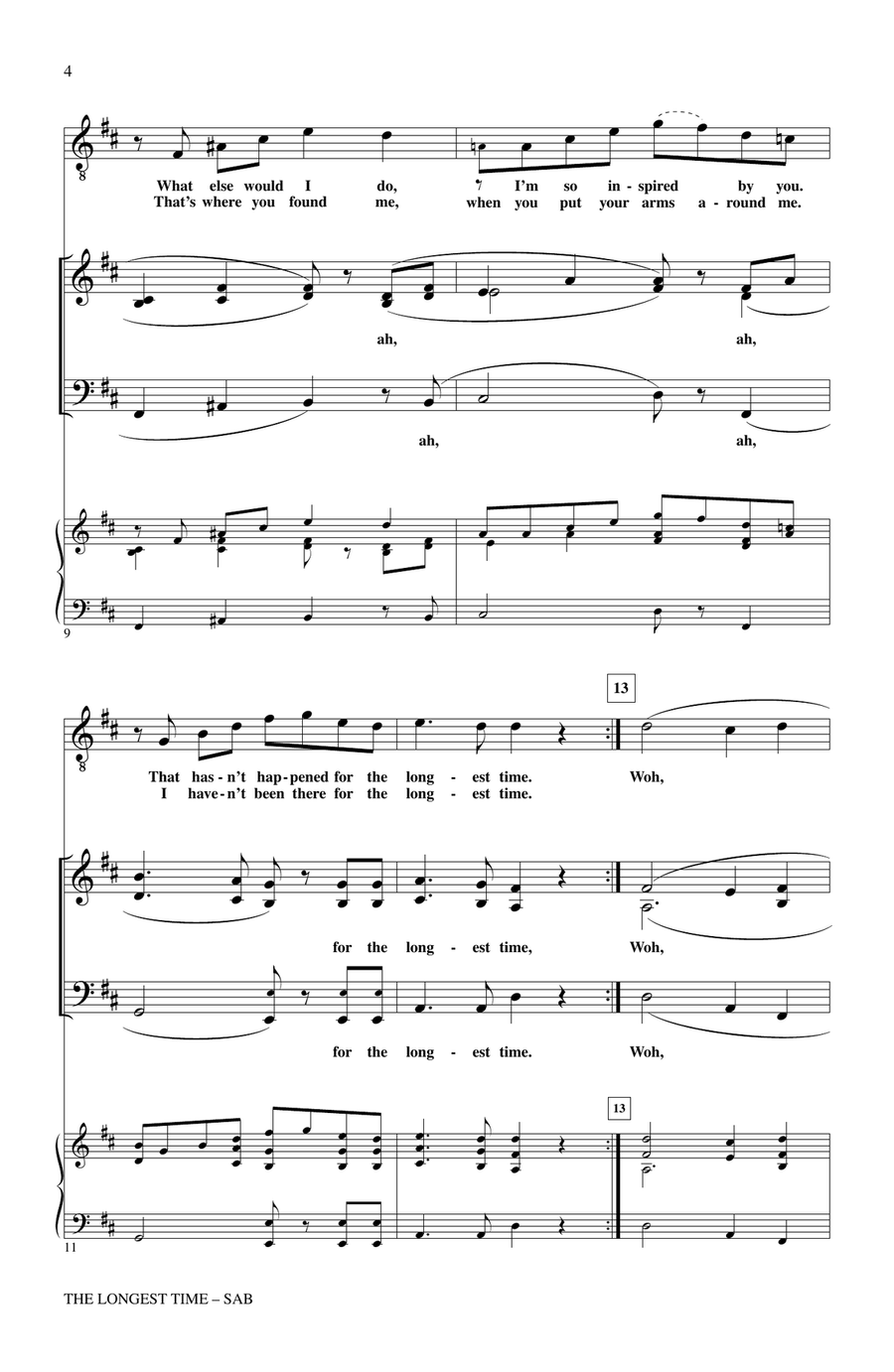 The Longest Time (SAB with Tenor Solo) (arr. Kirby Shaw) 3-Part scores gallery preview page 3
