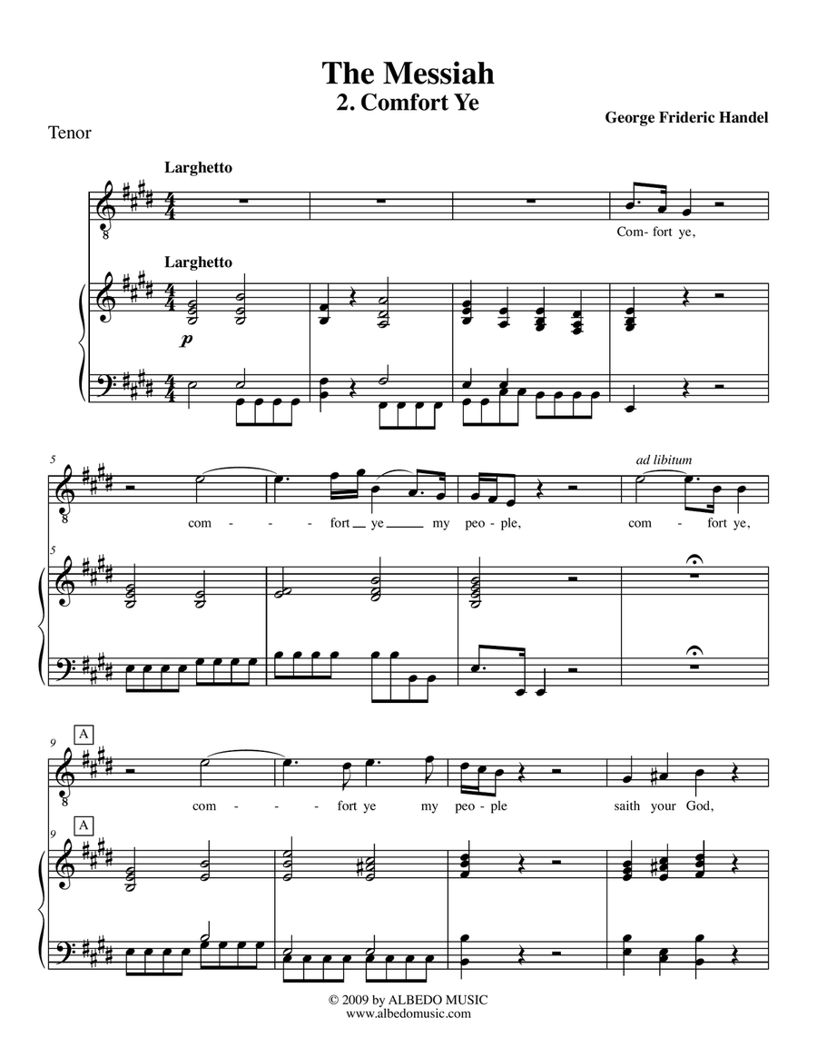 Comfort Ye from The Messiah for Solo Tenor Voice and Chamber Orchestra Chamber Orchestra scores gallery preview page 5