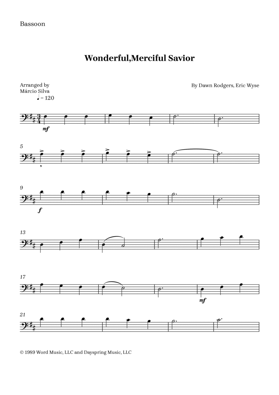 Wonderful, Merciful Savior Bassoon Solo scores gallery preview page 1