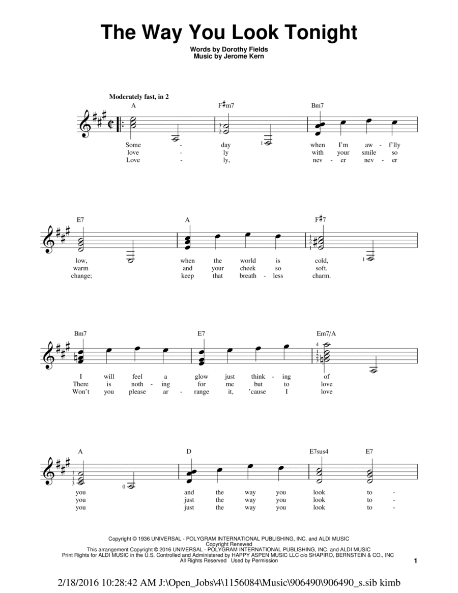The Way You Look Tonight The Way You Look Tonight Electric Guitar scores gallery preview page 1