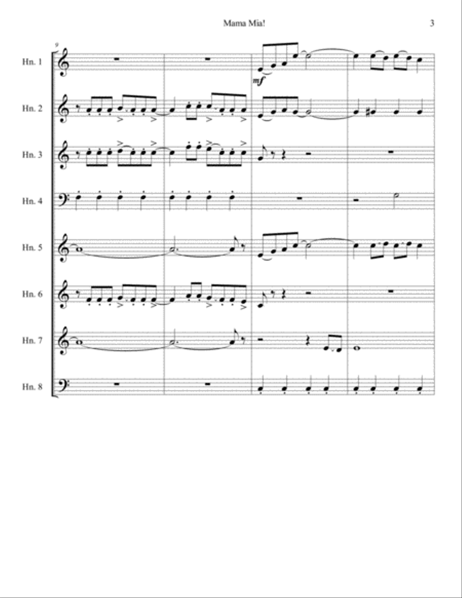 Mamma Mia Horn Solo scores gallery preview page 3