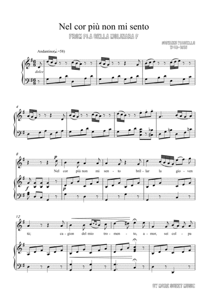 Paisiello-Nel cor più non mi sento in G Major,for Voice and Piano image number null
