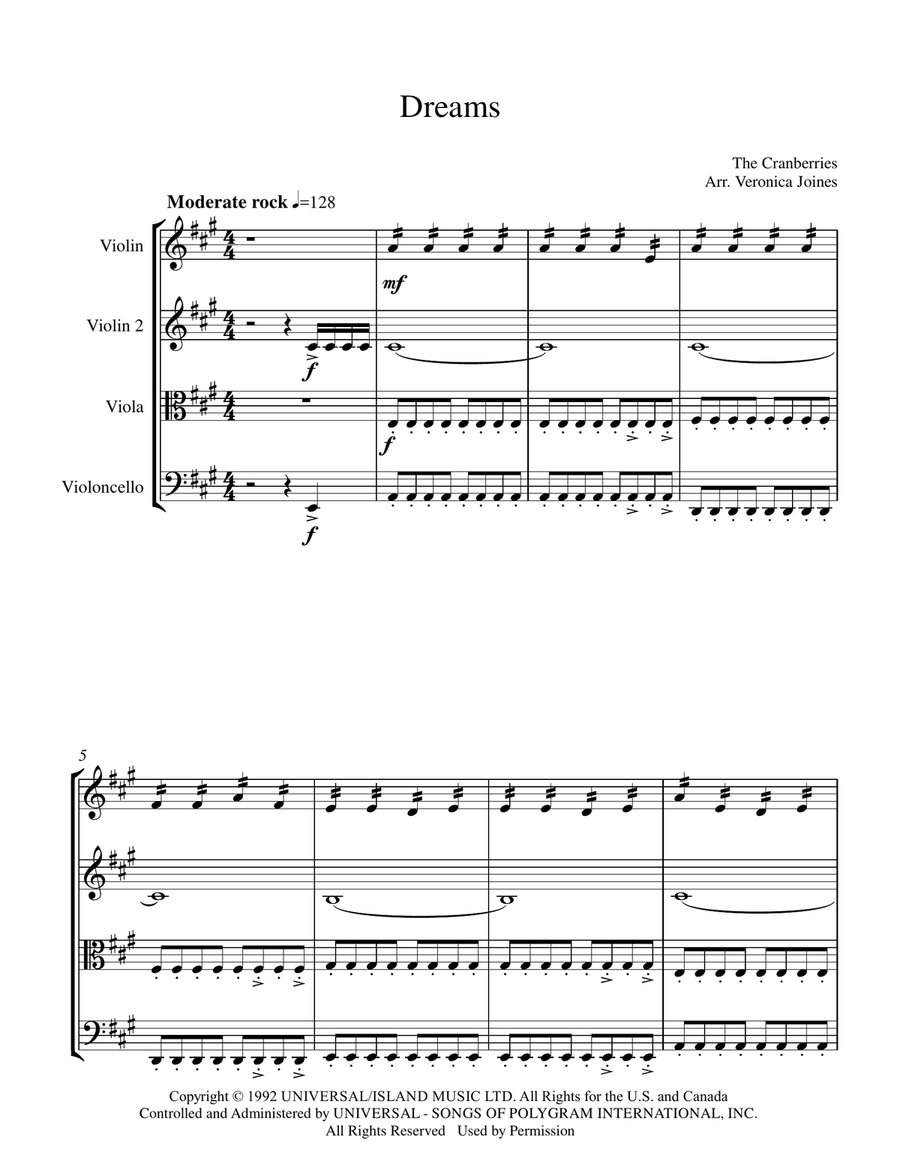 Dreams String Quartet scores gallery preview page 2