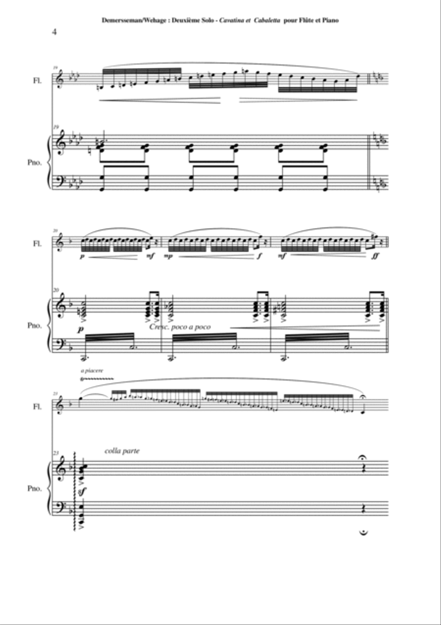 Jules Demersseman : Deuxième Solo : Cavatina et Cabaletta for flute and piano Flute Solo scores gallery preview page 4
