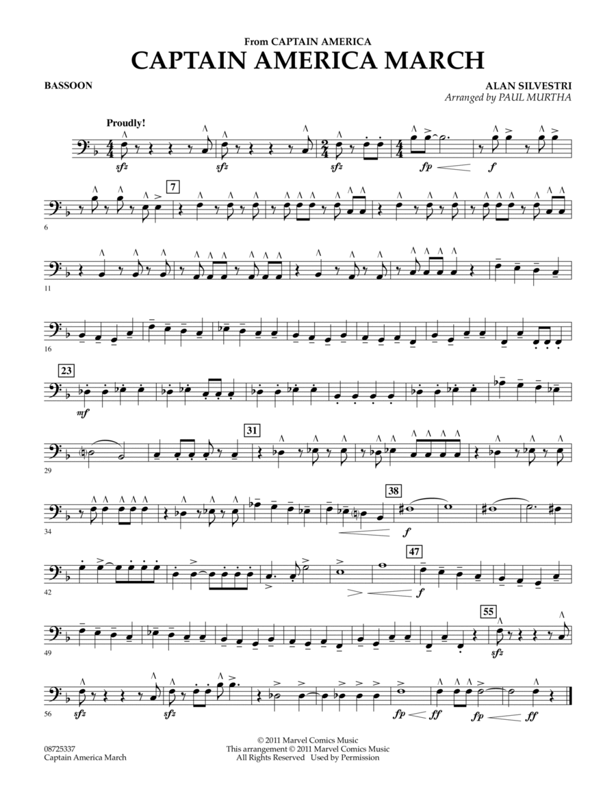 Captain America March - Bassoon Concert Band scores gallery preview page 1
