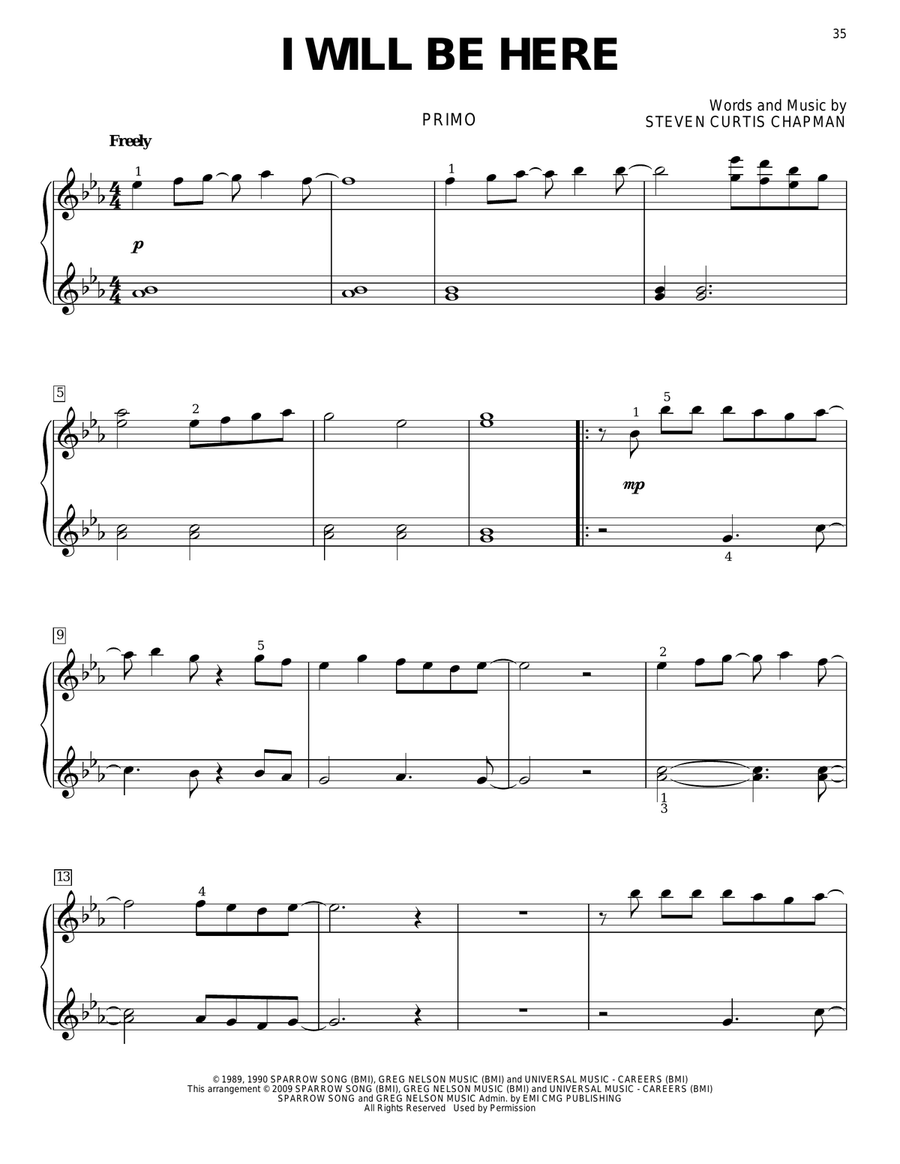 I Will Be Here Piano Duet scores gallery preview page 2