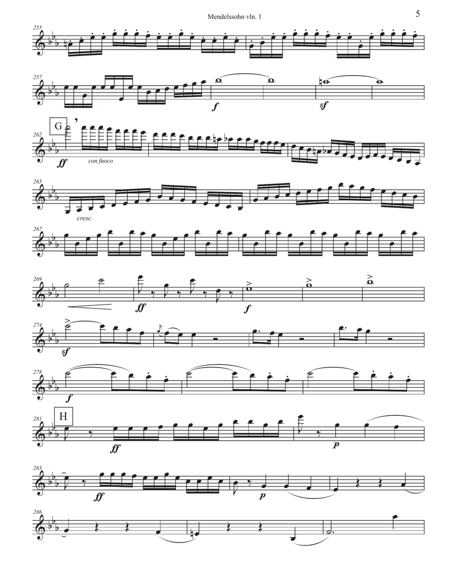 Mendelssohn Octet arr. for String Quartet op. 20 in Eb String Quartet scores gallery preview page 5